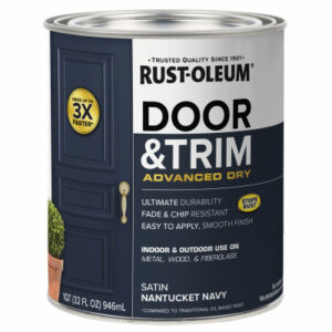 Door and Trim Paint, Interior/Exterior, Water Based, Satin Nantucket Navy, Quart