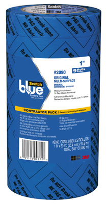 Blue Painters Tape, 9-Roll Contractor Pack, 1-In x 60 Yds