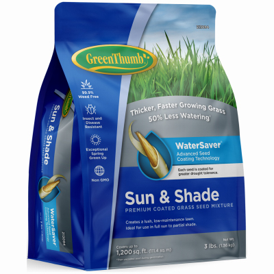 Premium Coated Grass Seed, Sun/Shade, 3 Lbs., Covers 1,200 Sq. Ft.