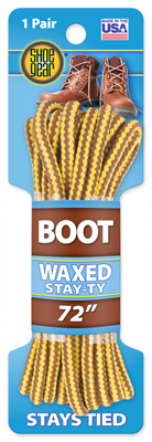 Stay-Ty Waxed Boot Laces, Brown/Gold, 72 In., Pair