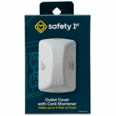 Outlet Cover with Cord Shortener, White.