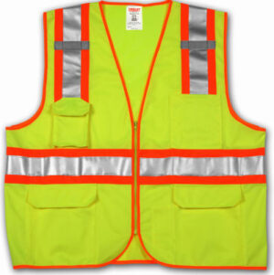 Job Sight Safety Vest, ANSI 107 Class 2, Lime/Yellow, XXXXL/XXXXXL
